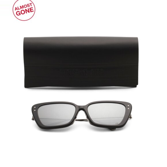 DIOR Shiny Black 56mm Cat Eye Sunglasses - Picture 1 of 2